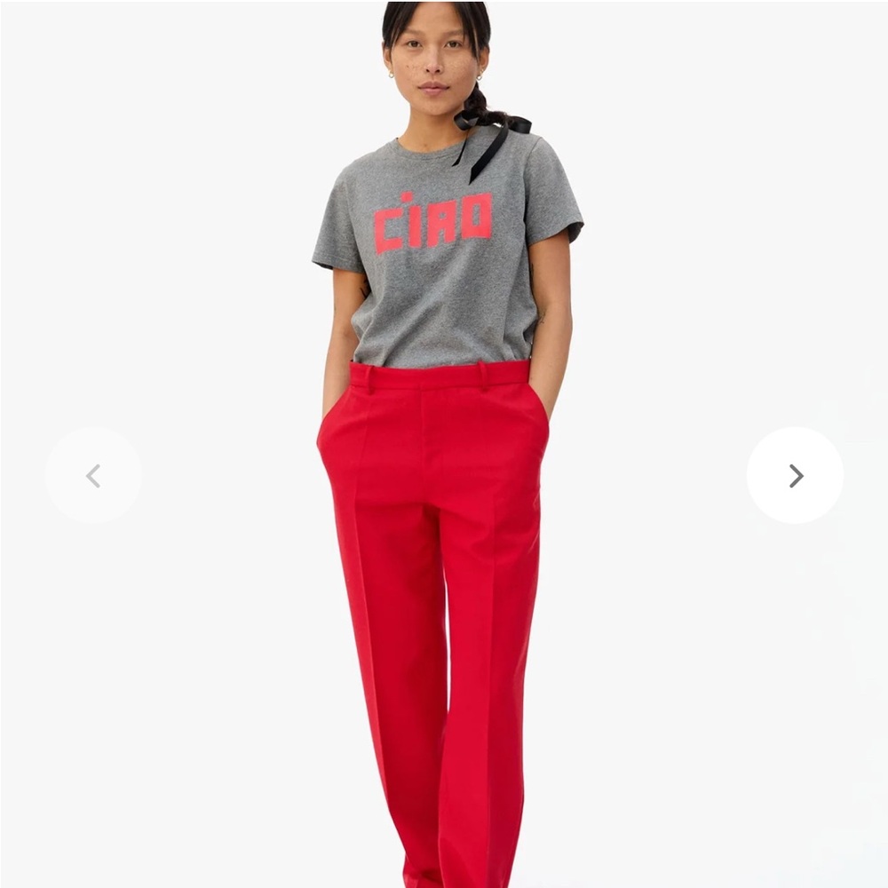 Clare V. Grey tee with coral ciao size large